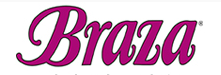 A pink and green logo for brazi